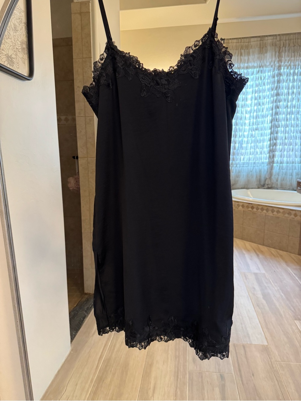 Lace-Trim Black Slip Dress - Women